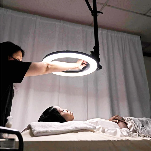 Inlightray 18 Inch Led Wall Mounted Ring Light for Barber Shop Studio Makeup Photography With Stand Phone Holder Remote