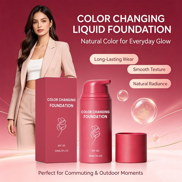 Color Changing Foundation Spf50 Full Coverage Natural Radiant Adaptive Skin Tone Liquid Foundation Face Makeup