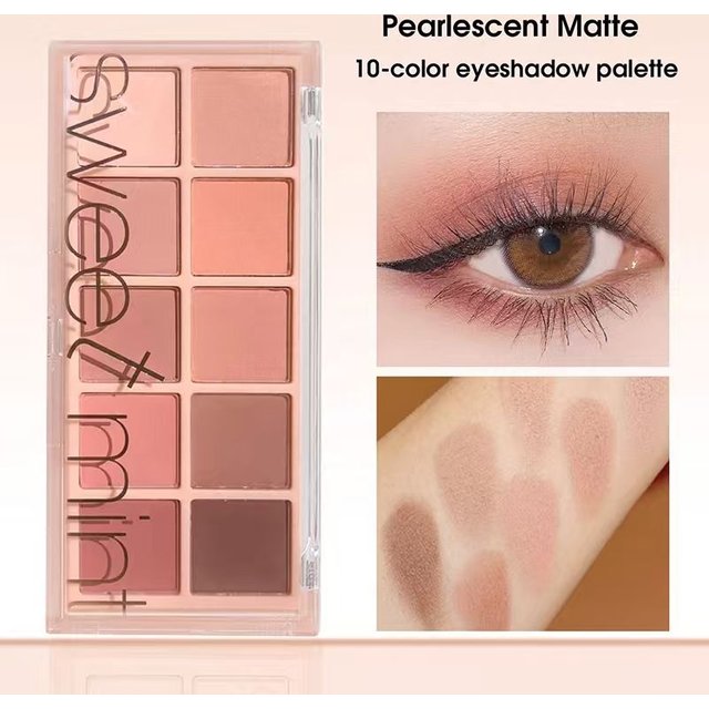 Sweet Mint 10-Color Cool Tone Makeup Palette Combines Silky Matte Shades and Dazzling Glitter Finishes Multi-Use for Eyes and C