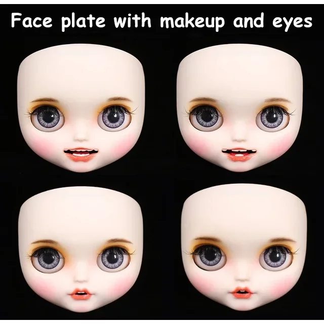 ICY DBS Blyth Doll Face Plate With Back Head Canines Bunny Teeth Fair Skin Glossy Face Matte Face DIY Makeup Newbie Practice
