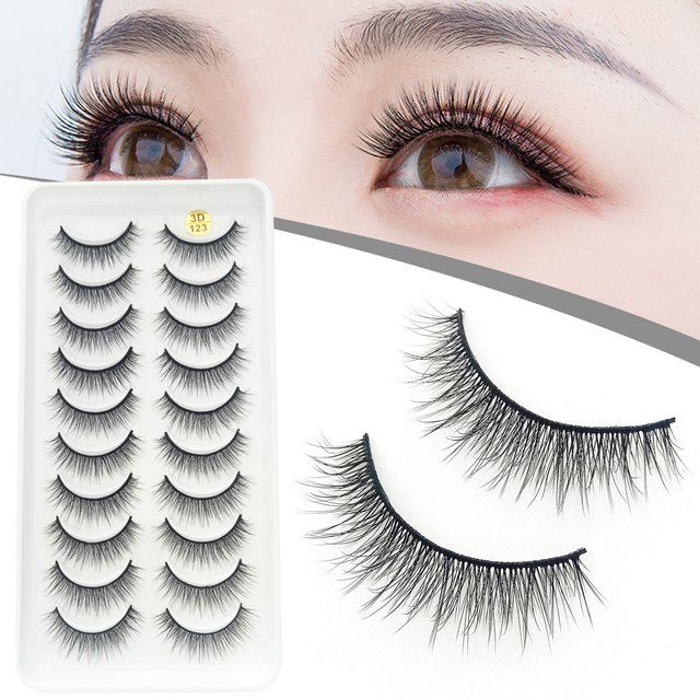 10 Pairs 3D Fluffy False Eyelash Self Adhesive Eyelashes No or Glue Needed Design for Beauty Blogger Makeup Lover Beauty Tools