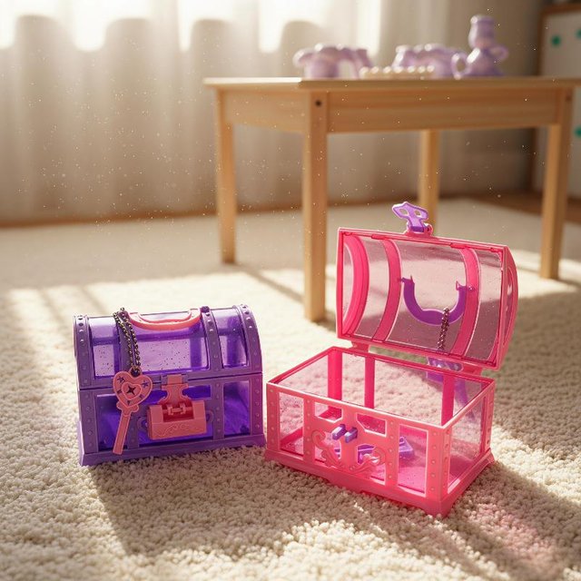 Cute Plastic Lockable Treasure Jewelry Case Makeup Storage Box Jewelry Packaging Desktop Decor Toy Gift Accessory
