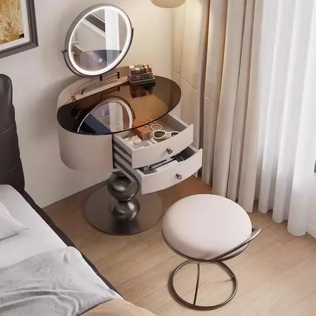 Nordic Hidden Vanity Table Dest Black European Corner White Dressing Table Modern Saving Make Up Tafel Furnitures For Bedroom