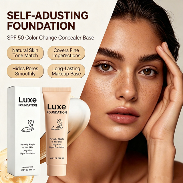 SPF 50 Color Changing Liquid Foundation Self Adjusting Adapt Skin Tone Long Lasting Makeup Base Invisible Skin Pores Cosmetic