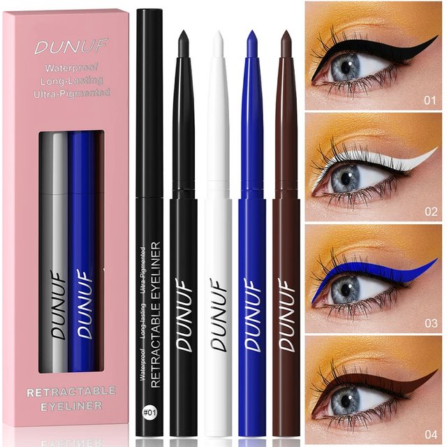 4 Pcs/set Retractable Eyeliner Durable Waterproof Eyeliner Pencil Non-smudging Soft Easy to Operate Sweat