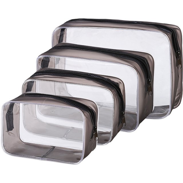 4 Pcs Clear Travel Toiletry Bag Makeup Bag with Zipper PVC Waterproof Travel Wash Bags Portable Storage Bag Cosmetic Bag Set