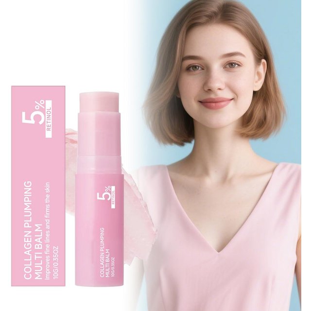 Collagen Plumping Multi Balm 5% Retinol Stick Fine Lines Improvement Skin Firming Portable Face Moisturi Stick Skincare