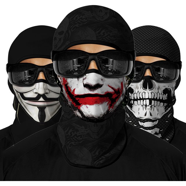 Outdoor Sun Protection Balaclava Motorcycle Head Cover Thin Unisex Cycling Halloween Clown Skull Mask Breathable Ski Face Mask