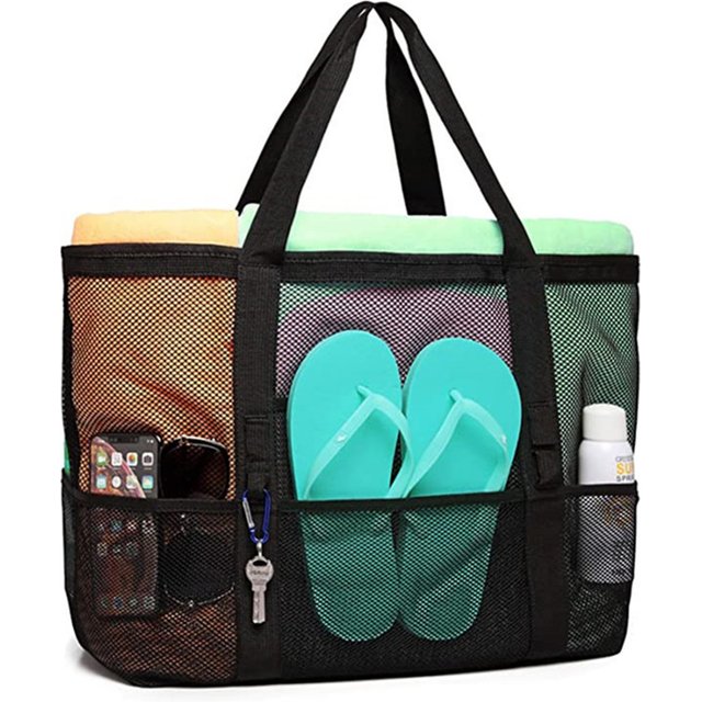 Mesh Beach Bag, Large Capacity Single Shoulder Shower, Fitness, Swimming Storage Bag, Foldable Travel Cosmetics Storage Bag