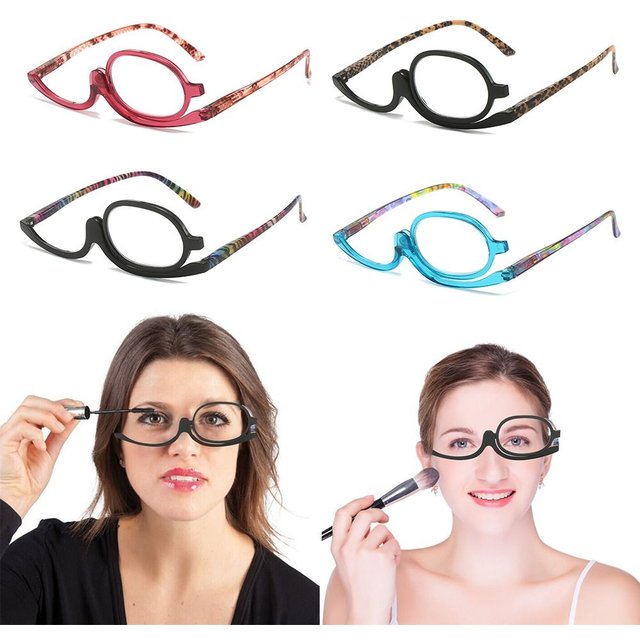 +1.50~+4.0 Diopter Rotating Makeup Reading Glasses Eyewear Colourful Frame Folding Eyeglasses Vision Care Cosmetic Glasses Woman