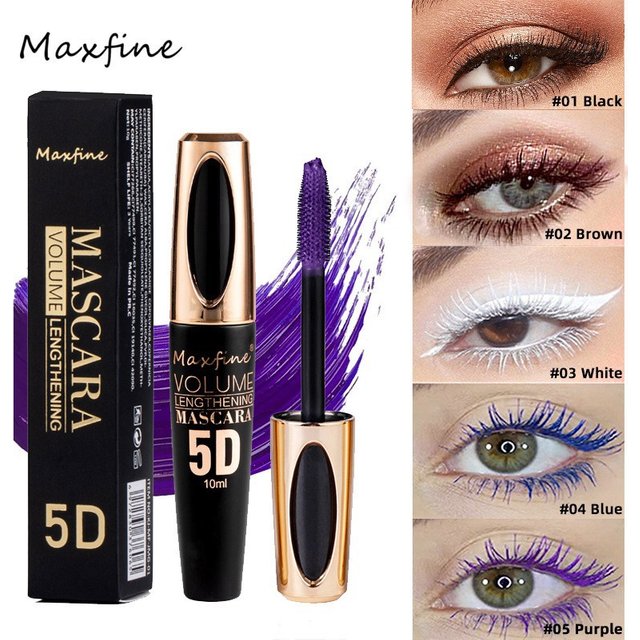 Mascara en soie 5D pour des yeux éclatants, noir intense et longue tenue, waterproof et anti-agglomération, mascara longue durée