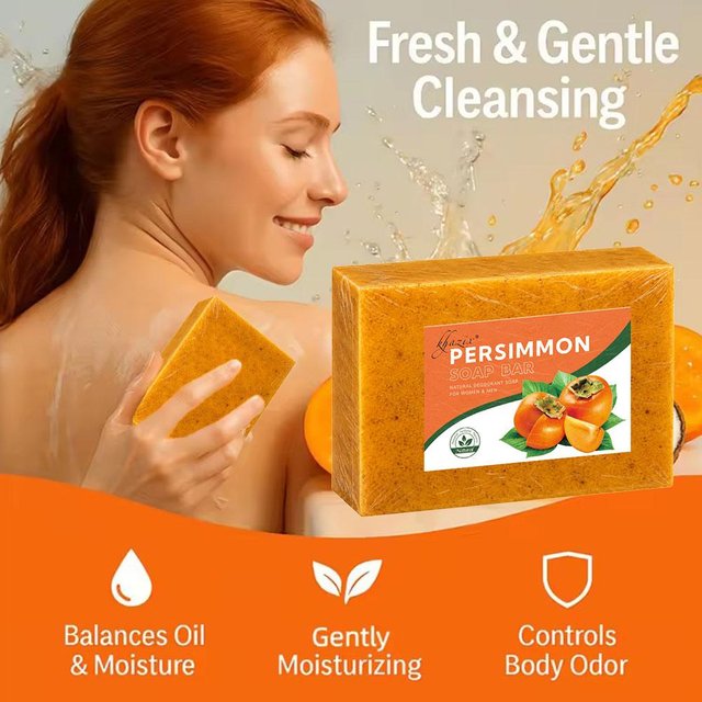 Persimmon Soap Bar Natural Deodorant Cleansing Soap Gentle Body Face Washing Soap for women Men Oil Control Skin Care