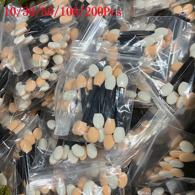 10/30/50/100/200pcs Nail Powder Brushes Sponge Double Sided Eyeshadow Applicators Sticks Disposable Makeup Sponge Beauty Tools