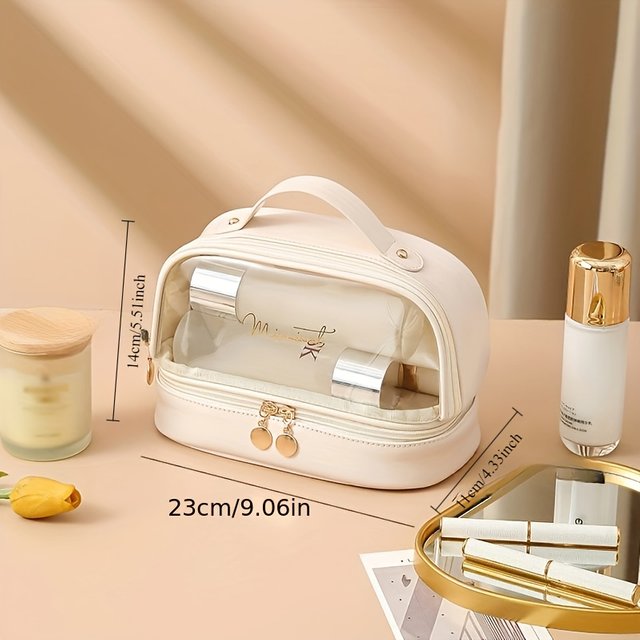 Womens Lightweight Travel Toiletry Bag Transparent Window Multi Function Cosmetic Organizer