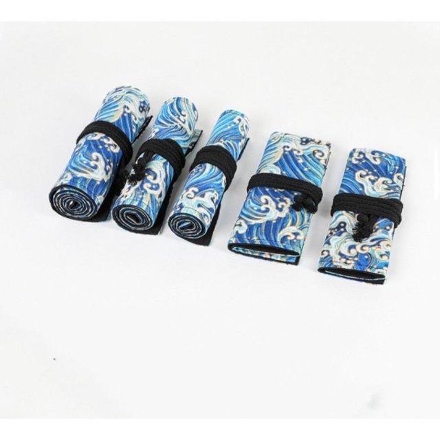 12/24/36/48/72 Holes Canvas Roll Up Pencil Bag Pen Curtain Case Makeup Wrap Holder Storage Pouch School Supplies