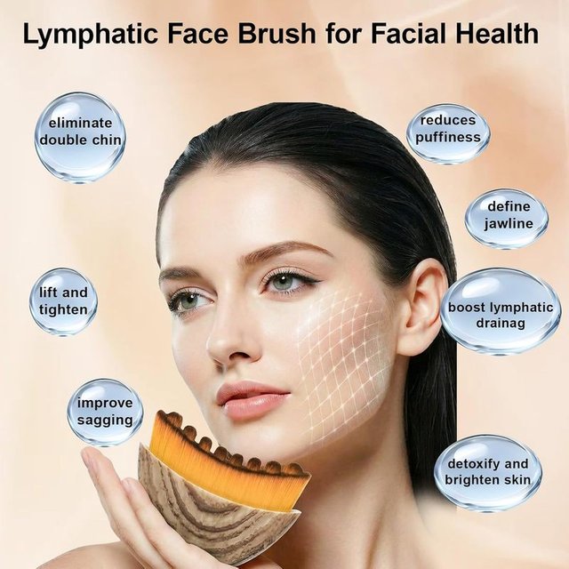 Lymphatic Contouring Facial Brush for Shaping, Lymphatic Facial Brush for Drainage and Reducing Puffiness