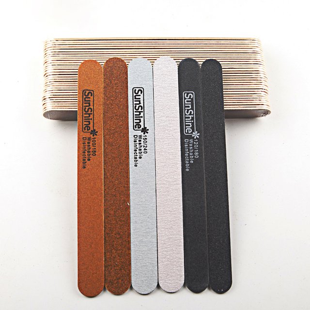 SunShine 50Pcs Nail File 100/180 Wooden Sanding Buffer Block Pedicure Manicure UV Gel Nail Polish Nail File Artificial Nail Tips