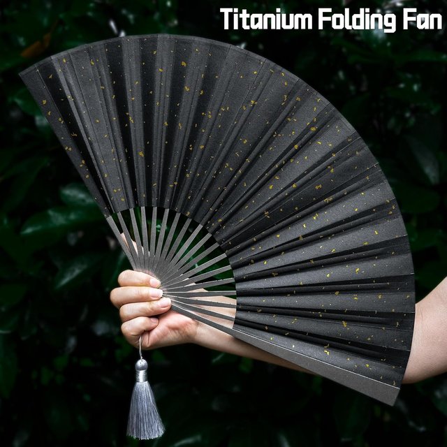 TISUR grand éventail pliant en titane, Festival pliable de ventilateur à main de Kung Fu Tai Chi chinois, équipement Edc et Gadgets pour hommes chaque jour