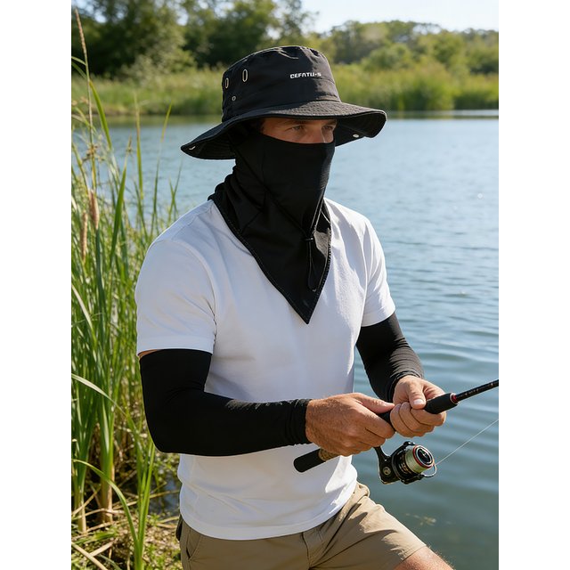 3pcs Hats, Face Masks, and Ice Silk Sleeves, Sunscreen Fishing Hats, Fisherman Hats, Suitable for Outdoor Activities and Work