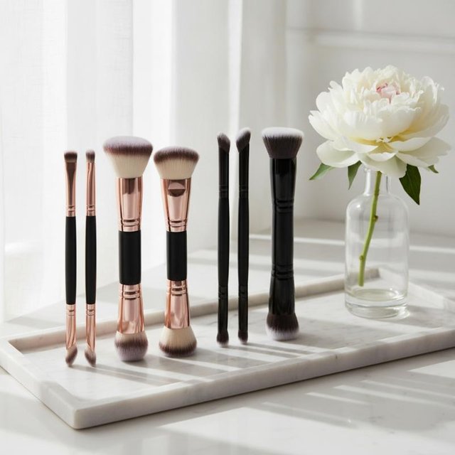 4Pcs Skin-friendly Dual Ended Makeup Brushes Non-irritating Foundation Blush Concealer Powder Cosmetic Brushes