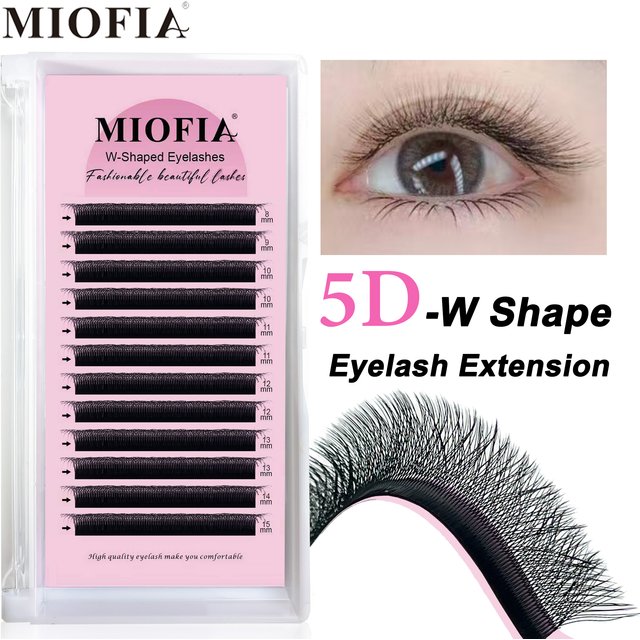 MIOFIA 12Row 5D W Shape Eyelash Extension C/D Curl Natural Soft Individual Lashes Extension Fluffy Faux Mink False Lashes Makeup