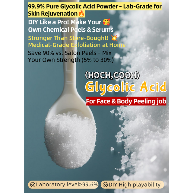 Glycolic Acid Powder Crystal, 99.9% Purity, Cosmetic Grade, DIY Glycolic Acid Mask, Make Your Own Glycolic Acid Lotion and Serum
