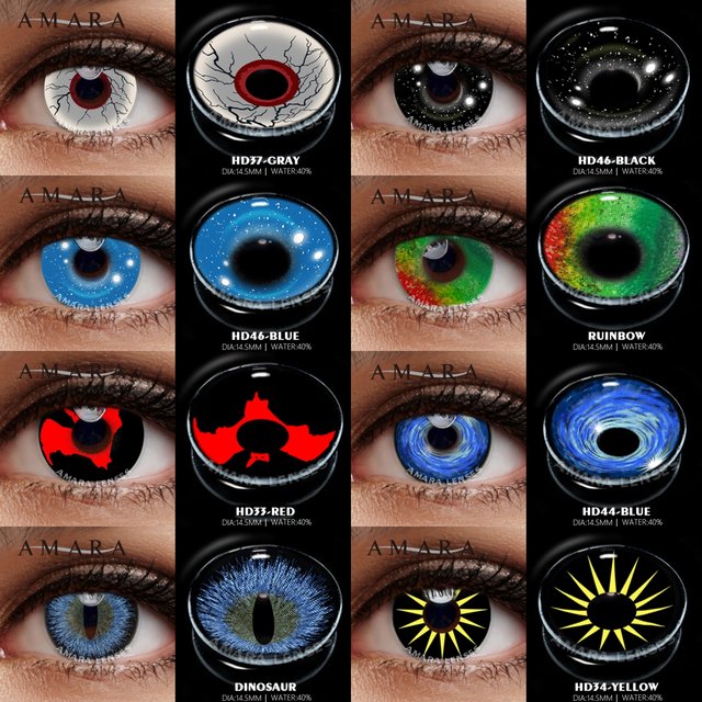 AMARA 1Pair Cosplay Color Contact Lenses for Eyes Gray Color Eye Lenses Beauty Makeup Pupils for Eyes Green Contact Lenses