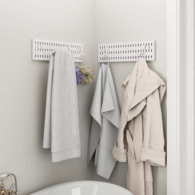 Bathroom Pegboard Storage Organizer Wall Hanging No Drill Rack for Hair Dryer Toiletries Cosmetics and Bathroom Wall Shelf