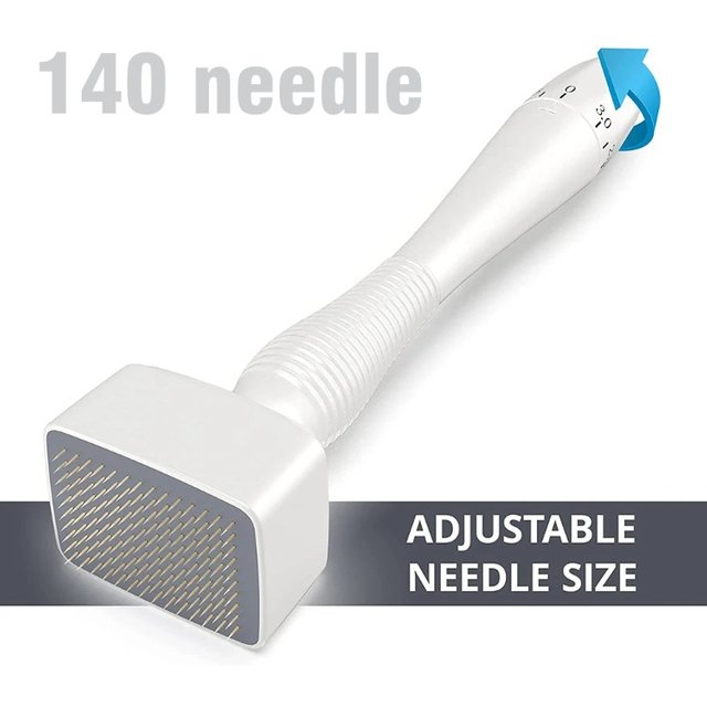 White 140Pins Derma Stamp Adjustable Needle Length 0.25mm Microneedle Real Needle Skin Care Beard Growth Scalp Hair Re-Growth