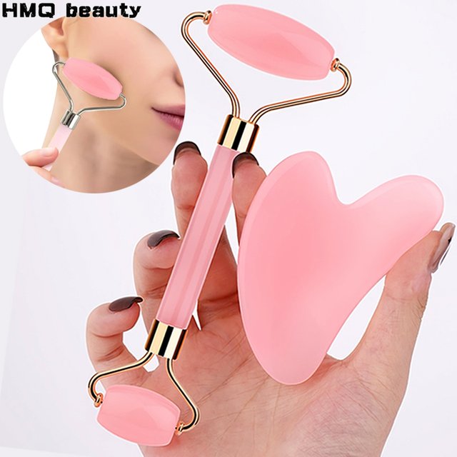 2Pcs Ice Face Roller Gua Sha Scraper Set Portable Face Neck Skincare Tool Facial Massage Roller Lifting Contouring Beauty Tools
