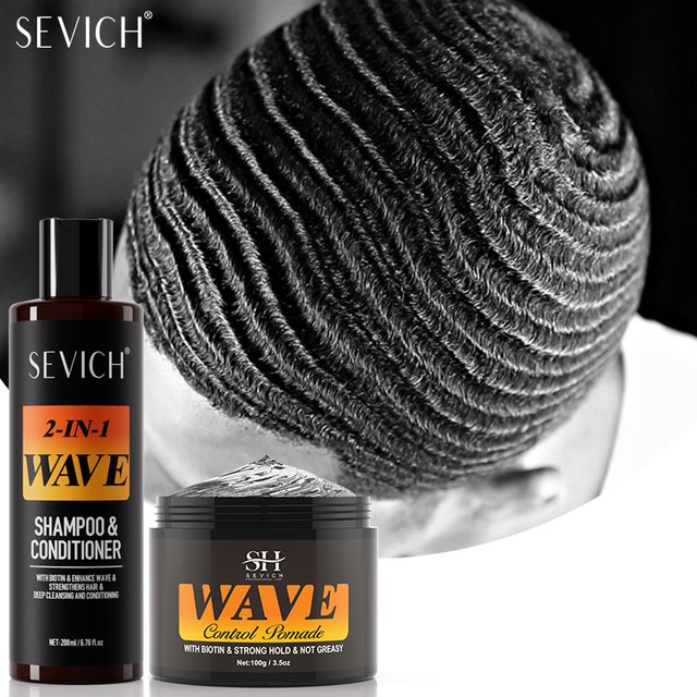 Kit de shampoing pommade pour contrôle des ondes profondes, biotine, prévention de la perte de cheveux, Gel de contrôle des bords, Sport, forte tenue, pour hommes africains