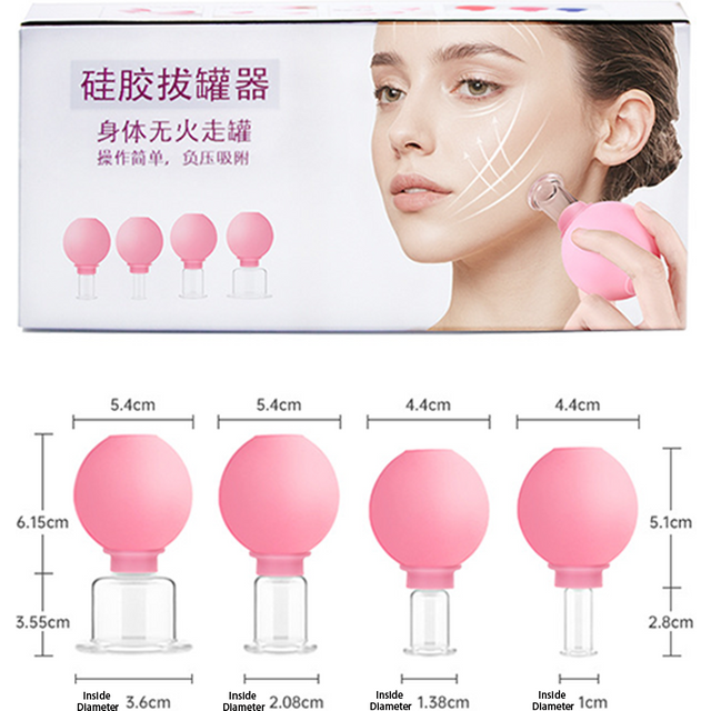 Ensemble de 4 ventouses de massage facial, 1 ventouse de massage des yeux et du visage sous vide anti-adhésive en silicone pour la beauté du corps