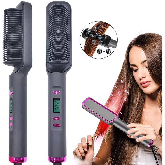 Electric Hot Comb Multifunctional Straight Hair Straightener Comb Negative Ion Anti-Scalding Styling Tool Straightening Brush