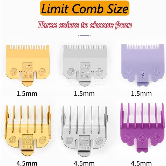 2pcs For Wahl Universal Hair Clipper Limit Comb Gold Plating Iron Buckle Trimmer Guards Attachment Cutting Guide Comb 1.5/4.5mm