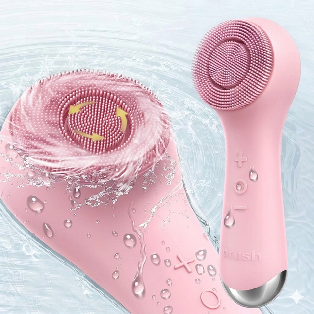 USB Charging Facial Brush, 360° Rotating Facial Cleaner, Silicone Facial Cleansing Brush, Facial Massager Vibration Massage