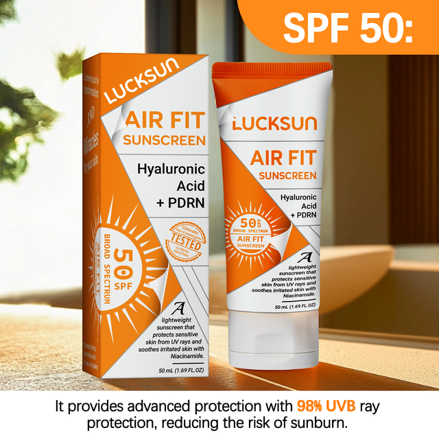 LUCKSUN 50ml SPF50 Sunscreen Hydrating Sunblock Lightweight Non-Greasy Face Sunscreen for Sensitive Skin & Normal Skin Types