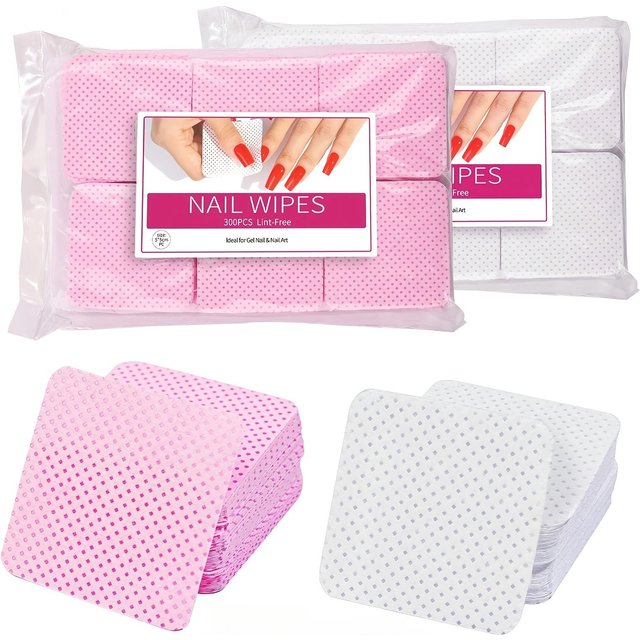 600pcs/2bag Hairless Nail Polish Makeup Remover Gel, Keratin Wipes and Manicure Pads - Disposable Beauty Tools, Manicure Tools