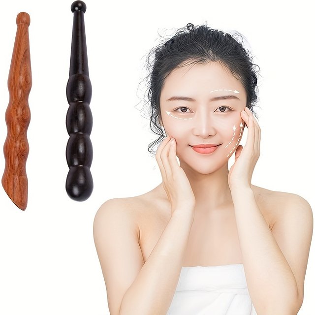 Sandalwood Facial Massage Stick Acupoint Scraping & Essence Cream Kneading Tool Solid Wood Foot Relax Pen Foot Body Massage Tool