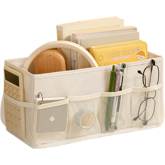 Fabric Storage Box with Dividers Dustproof Desktop Organizer for Cosmetics Bedroom Home Desk Sundries Storage Case