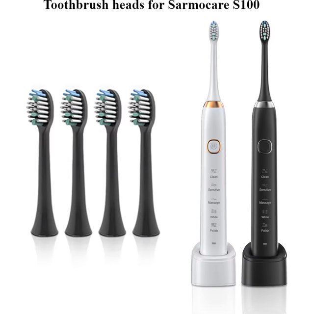 4pc Electric Tooth Brush Head Replacement for Sarmocare S100 Ultrasonic Sonic Electric Toothbrush Toothbrush Head