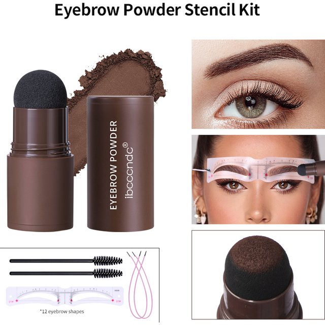 Complete Professional Makeup Brushes Eyebrow Powder Stencil Kit Waterproof Long Lasting Eyebrow Enhancers Brow Powder Stamp 1.8g
