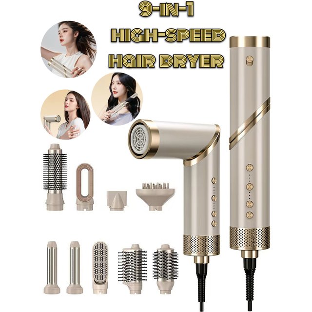 9 in 1 Hair Dryer Hot Comb Set Professional Curling Iron Hair Straightener Styling Tool For Professional Hair Dryer Household