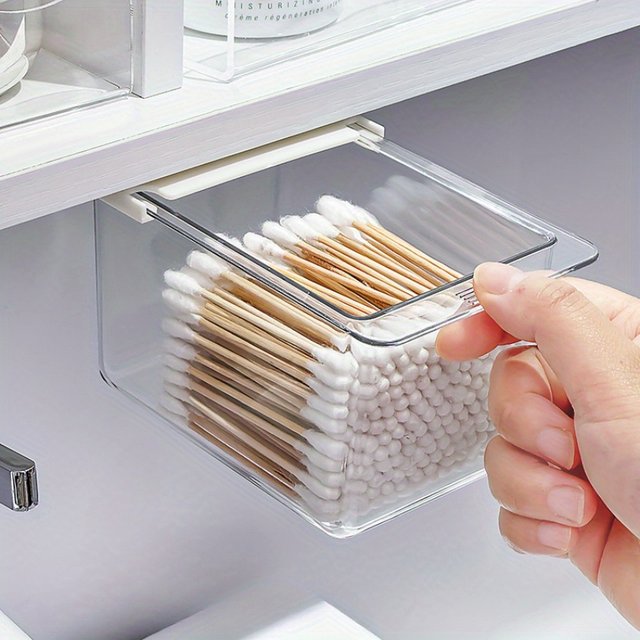 Bathroom Pull-Out Storage Drawer Style Storage Box Under The Mirror Cabinet Transparent Bathroom Cotton Stick Makeup Cotton