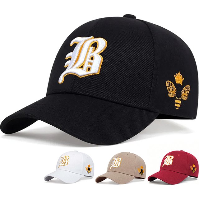 Unisex Gothic Letter Side Bee Embroidery Baseball Caps Spring and Autumn Outdoor Adjustable Casual Hats Sunscreen Hat Sports Cap