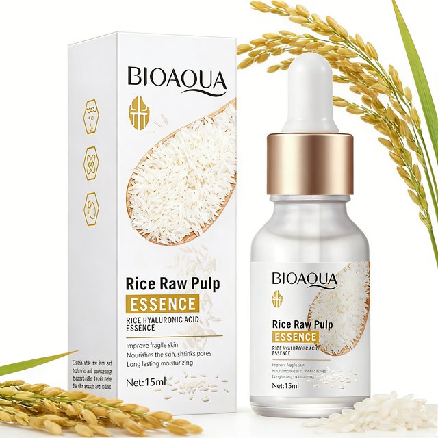 BIOAQUA Rice Raw Pulp Face Serum Hyaluronic Acid Facial Essence Nourishing Moisturizing Anti-aging Wrinkle Serum Skin Care15ml