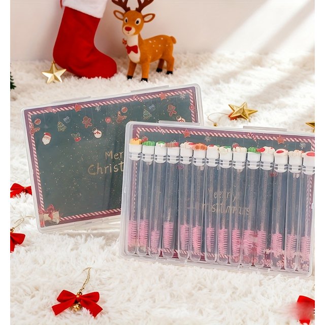 Christmas Crystal Lengthening Mascara 14Pcs/Box, Eyelash Extension Brush Tube Gift Set for women