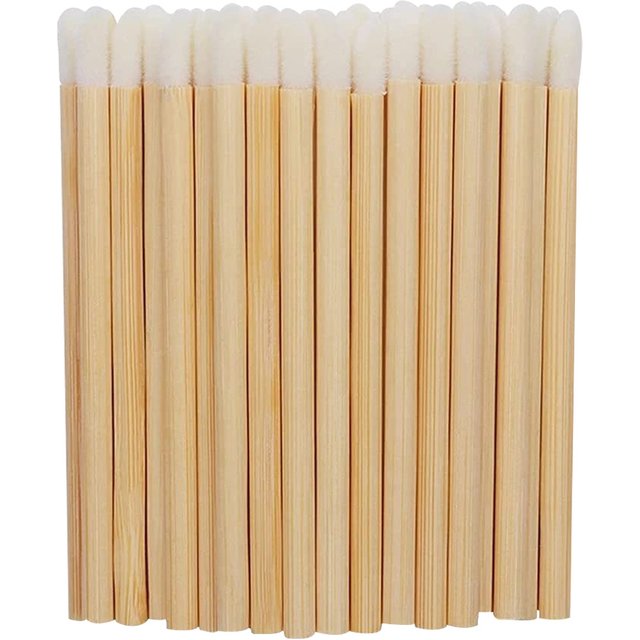 50/100pcs Lip Brushes Bamboo Handle Lip Brushes Lipstick Gloss Wands Applicator Makeup Tool For Eyelashes Extension Accessories