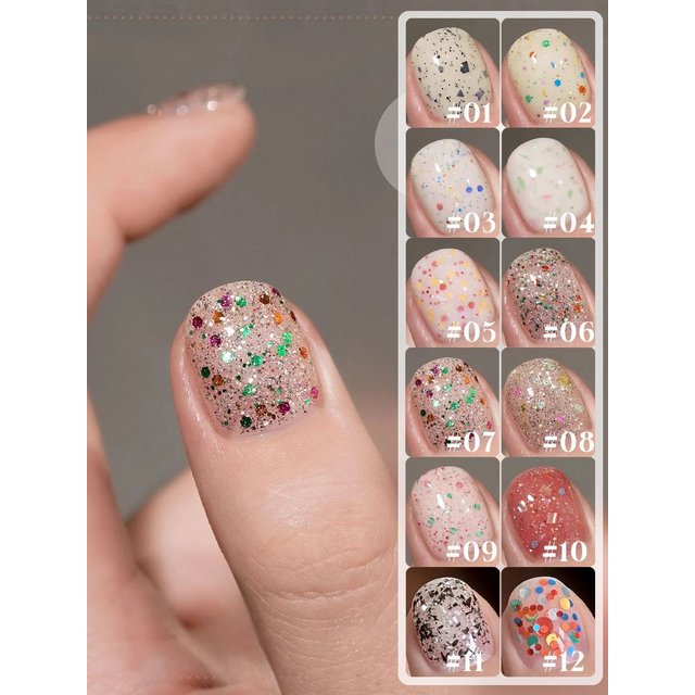 12ML 1pcs 2026 New Summer Nails Colorful Polka Dot Jelly Gel Nail Polish Small Fragrance Sequin Milk White Nail Polish