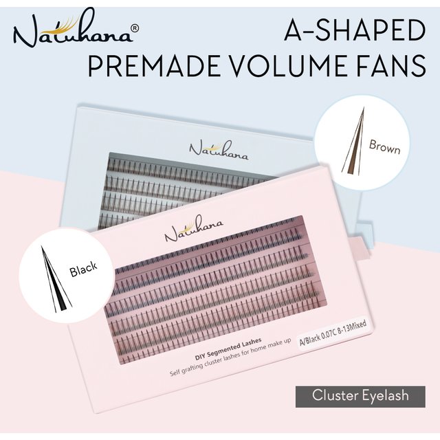 NATUHANA A/M Curl Premade Clusters Wispy Spiky DIY Lash Extensions Easy Fan Self-Apply for Daily Makeup