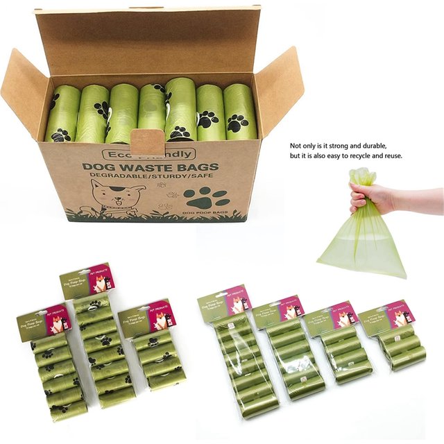 1/42 rouleau sac poubelle biodégradable pour animaux de compagnie sacs de merde de chien en vrac sac de merde parfumé sacs de déchets de chat dégradables distributeur de merde de chien